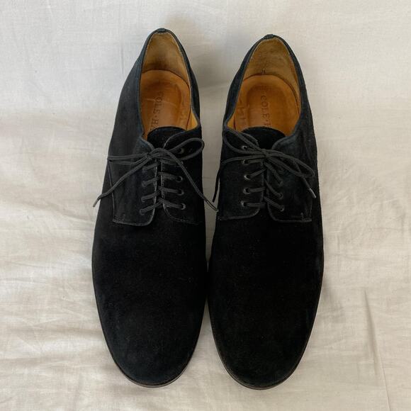 Cole Haan Shoes Mens 11 B Black Suede Derby Lace Up Dress F2183 Made in Brazil - Picture 4 of 13
